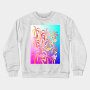 PINK Flamingo Jungle - Pink Flamingo Art Crewneck Sweatshirt